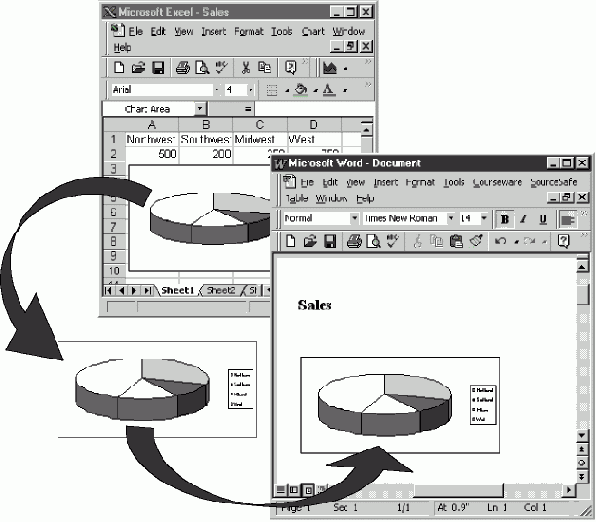   Microsoft Excel   Microsoft Word   OLE Drag-and-Drop